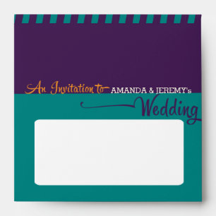 Enveloppe Nouveau disque de vinyle rétro violet Aqua Mariage