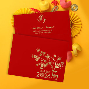 Enveloppe Nouvel an chinois du feu Horse 2026