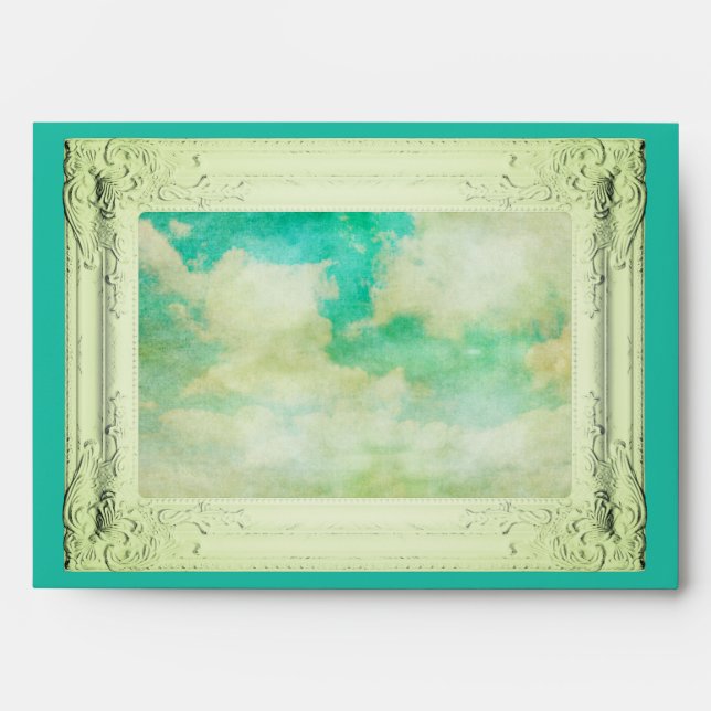 Enveloppe Nuage de ciel de cadre victorien peinture turquois (Devant)