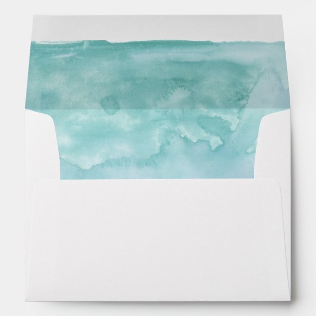 Enveloppe Nuances de l'intérieur d'aquarelle de bleu d'océan (Dos (Bas))
