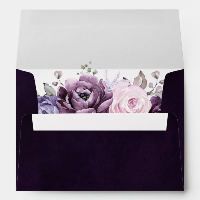 Enveloppe Nuances de pourpre Dusty fleurs Moody Floral Maria (Dos (Bas))