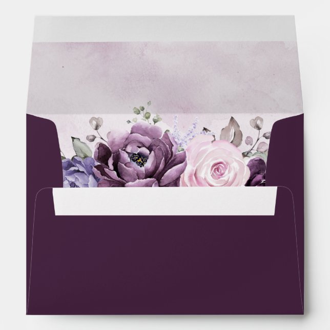 Enveloppe Nuances de pourpre Dusty fleurs Moody Floral Maria (Dos (Bas))