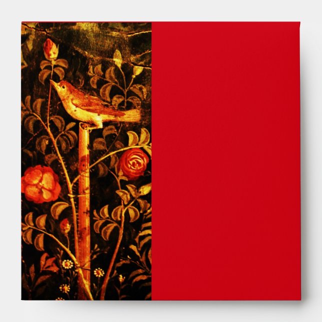 Enveloppe NUIT AVEC ROSES, Rouge Jaune Noir (Devant)