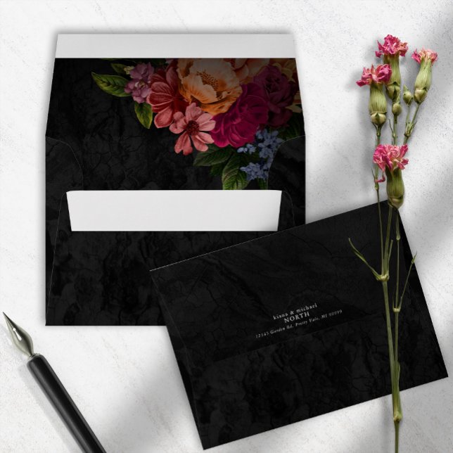 Enveloppe Nuits Sultry Floral Mariage ID829 (Interior/Back In Situ)