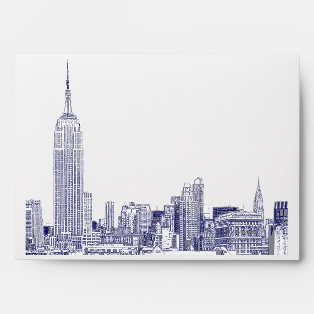 Enveloppe NYC Skyline 01 Etched White A7 5x7 Blue (Devant)