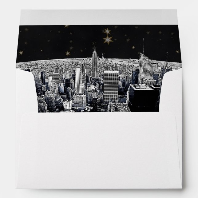 Enveloppe NYC Skyline 2 Black Gold Star Fancy Env 2 (Dos (Bas))