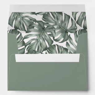 Enveloppe Oasis tropicale verte Monstera Papas Mariage