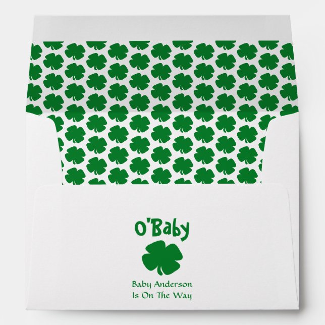 Enveloppe O'Baby St Patrick's Day Baby shower (Dos (Bas))