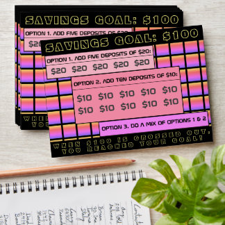 Enveloppe Objectif d'économie de 100 $ Argent Arc-en-ciel En