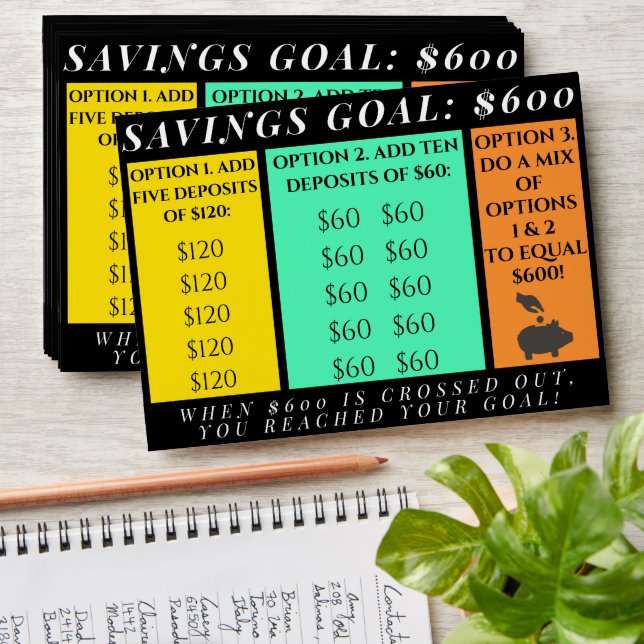 Enveloppe Objectif d'épargne de 6 000 $ Money Piggy Bank (Stacked)