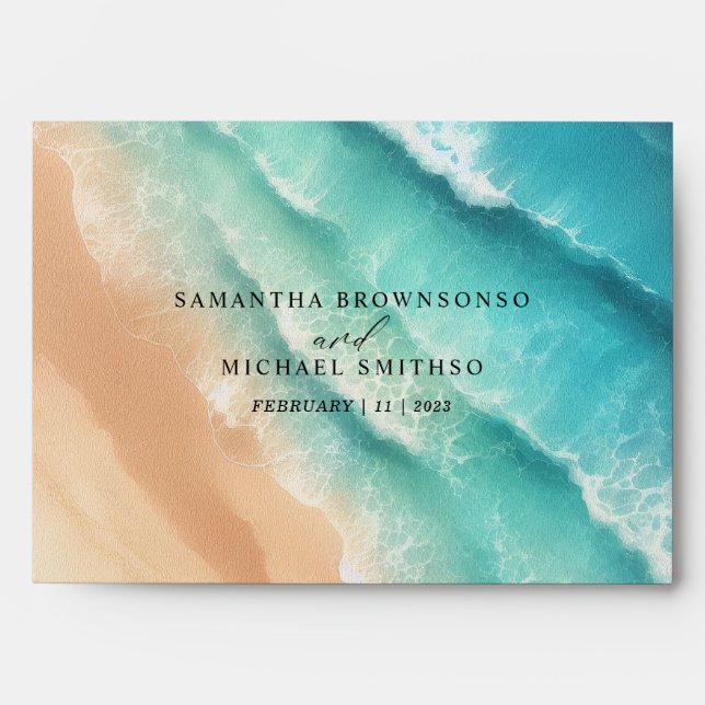 Enveloppe Ocean Beach Mariage de fête d'été (Devant)