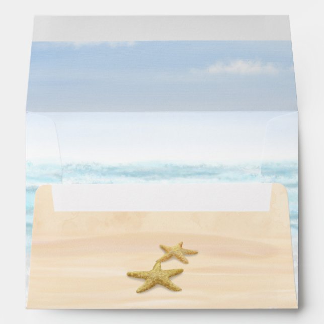 Enveloppe Océan, Plage et Starfish (Dos (Bas))