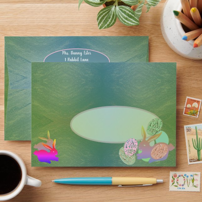 Enveloppe OEufs de lapin de Pâques (Desk)