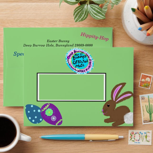 Enveloppe Oeufs Décorés De Lapin De Pâques (Desk)