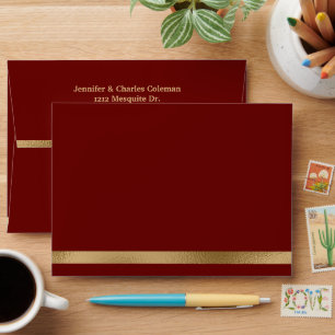 Enveloppe officielle d'invitation rouge et or