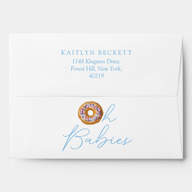 Enveloppe Oh Baby Donut Sprinkle Twin Boys Baby shower (Dos (Haut rabat))