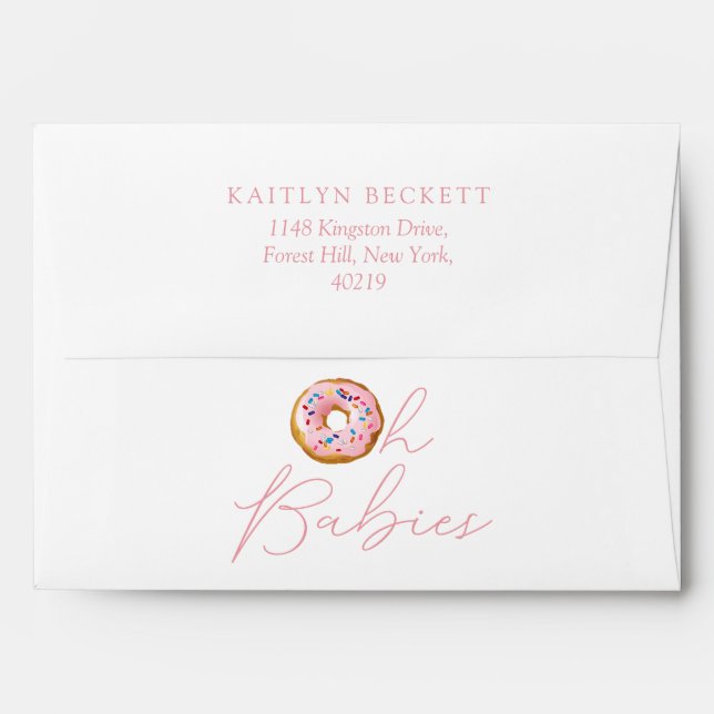 Enveloppe Oh Baby Donut Sprinkle Twin Girls Baby shower (Dos (Haut rabat))