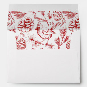 Enveloppe Oiseau cardinal rouge personnalisé, Pinecones et B