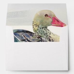 Enveloppe Oiseau d'aquarelle d'aspiration de main, canard
