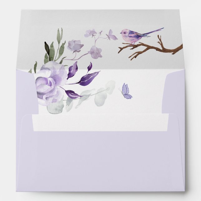 Enveloppe Oiseau de fleurs rousses (Dos (Bas))