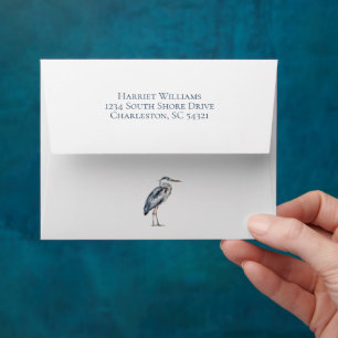 Enveloppe Oiseau de Héron Bleu Côtier Personnalisé