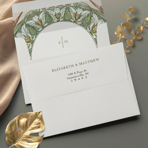Enveloppe Oiseau du Paradis Art Nouveau Floral Vintage