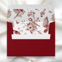 Oiseau floral chinoiserie vintage rouge