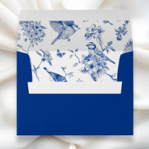 Oiseau floral de chinoiserie vintage bleu