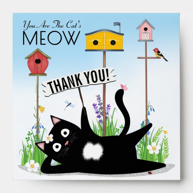 Enveloppe Oiseaux de chats jardin merci (Devant)