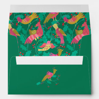 Enveloppe Oiseaux de l'art populaire et Noël illustré par le