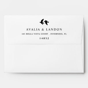 Enveloppe Oiseaux modernes d'un Mariage de plume préadressés