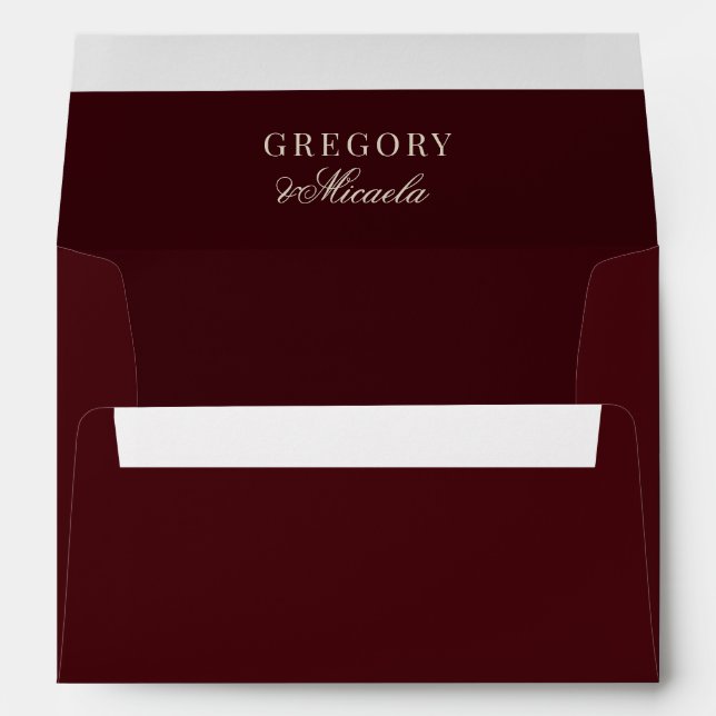 Enveloppe Old Money Name Monogram Elegant Deep Red Wedding (Dos (Bas))