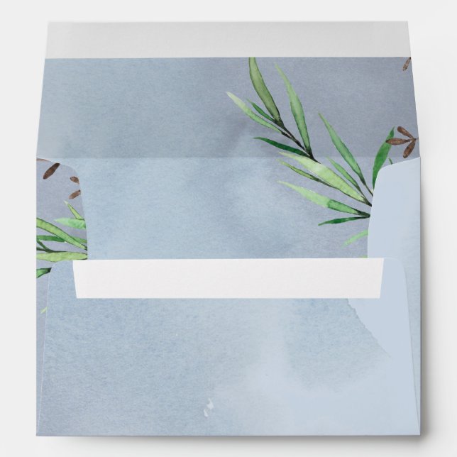 Enveloppe Olive Feuille Mariage Dusty Blue Lemon (Dos (Bas))