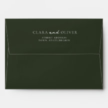 Olive Green Ivory Script Adresse de Retour de Mari