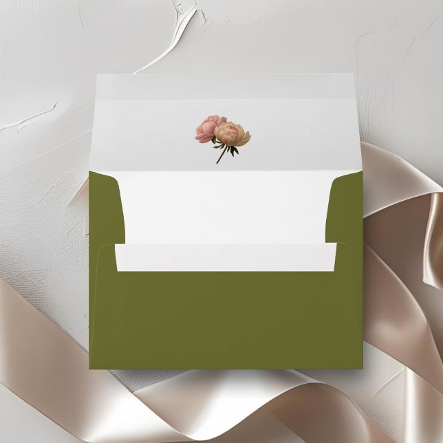 Enveloppe Olive Green & Rose Wedding Envelope (Créateur téléchargé)