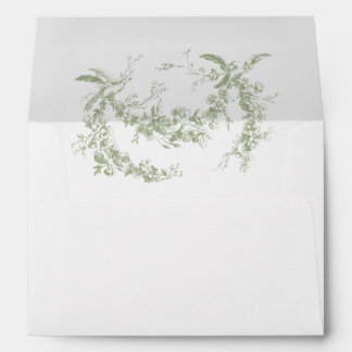 Enveloppe Olive Green Toile de Jouy Wedding Envelope