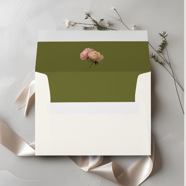 Enveloppe Olive & Ivory | Rose Wedding Envelope (Créateur téléchargé)