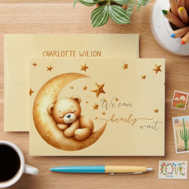 Enveloppe On Peut Attendre De Mignons Baby showers Bébé Ours (Desk)