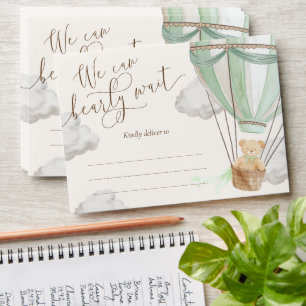 Enveloppe On Peut Attendre Teddy Bear Mint Baby shower
