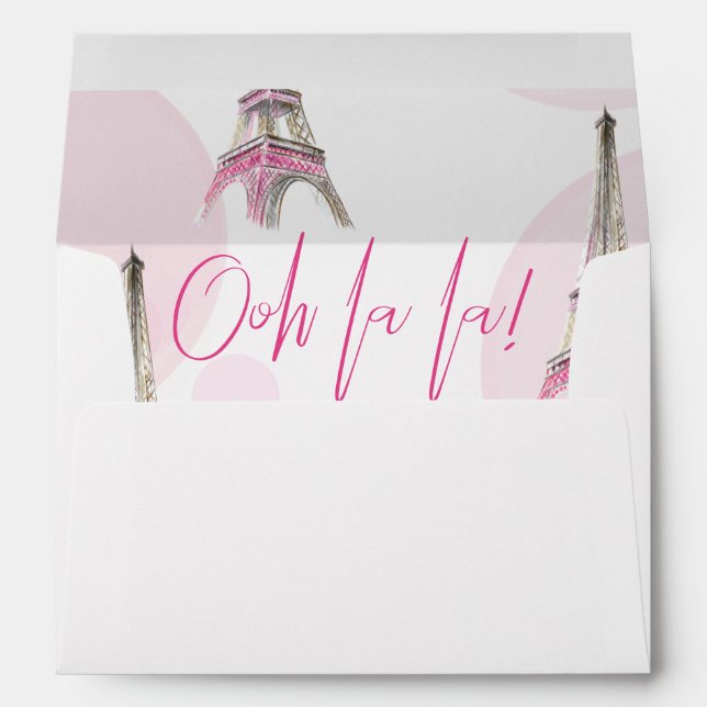 Enveloppe Ooh La Pink Paris Tour Eiffel Adresse de retour (Dos (Bas))