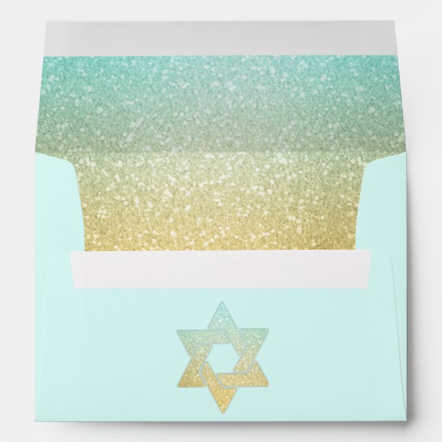 Enveloppe or Aqua Gradient Glittery (Dos (Bas))