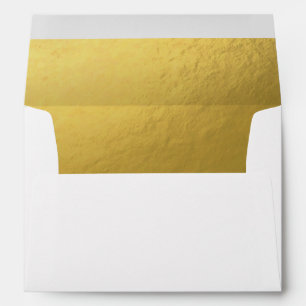 Enveloppe or blanc Élégant Anniversaire moderne