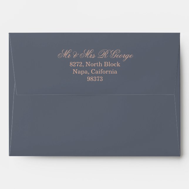 Enveloppe or bleue et Rose avec adresse de retour (Dos (Haut rabat))