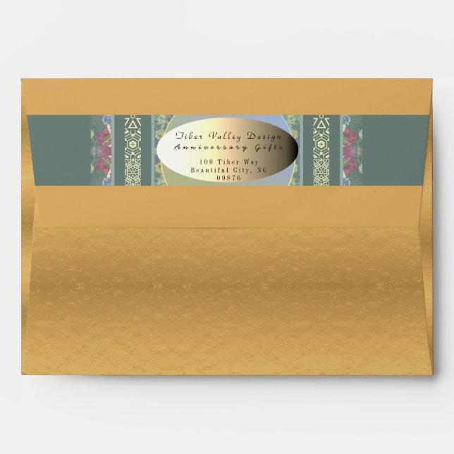 Enveloppe or et florale à rendement commercial (Dos (Haut rabat))