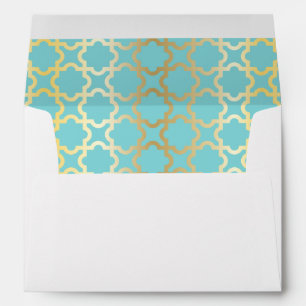 Enveloppe Or marocain, menthe, tourquise, motif, girly, à la