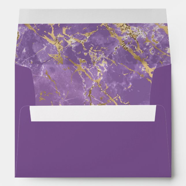 Enveloppe Or Moderne Et Marbre Violet (Dos (Bas))