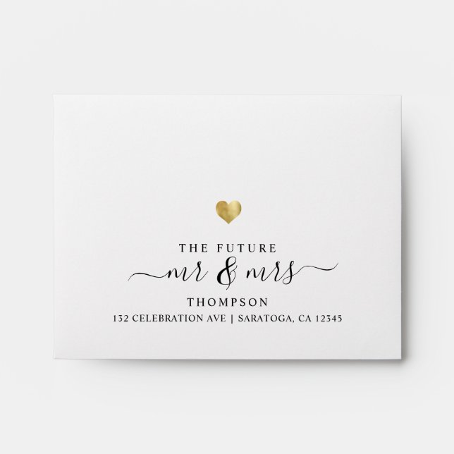 Enveloppe Or moderne L'avenir M. et Mme Chic RSVP (Devant)