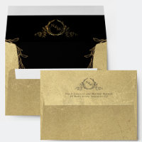 Or, Noir intérieur, Mariage monogramme élégant