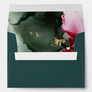 Enveloppe Or Rose Sauge Vert Aquarelle Genévrier