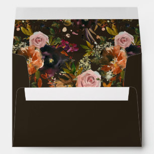 Enveloppe Or rustique, violet & rose floral V2- Brown